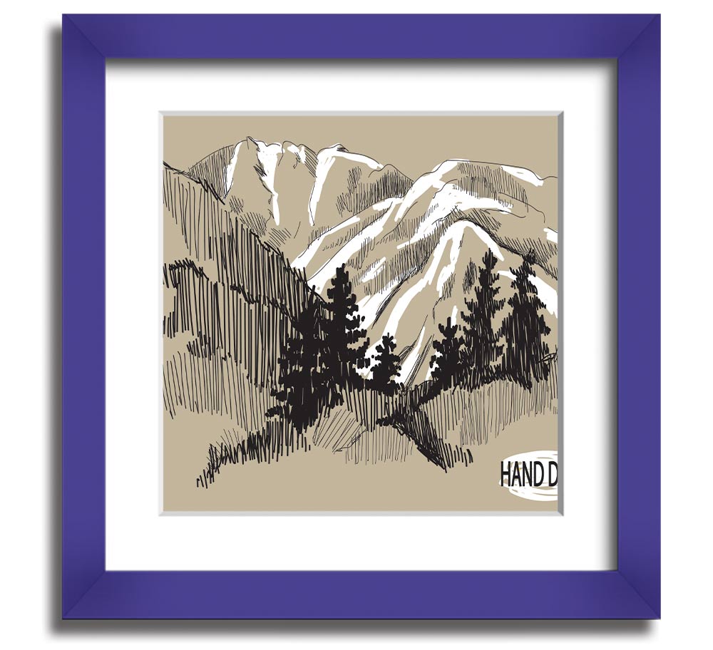 Above The Snowy Cliffs framed print showcasing a serene snowy landscape, elegantly framed in a square design.