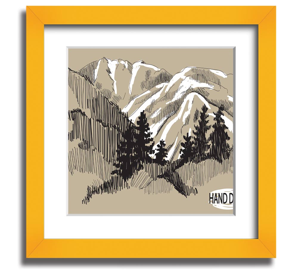 Above The Snowy Cliffs framed print showcasing a serene snowy landscape, elegantly framed in a square design.