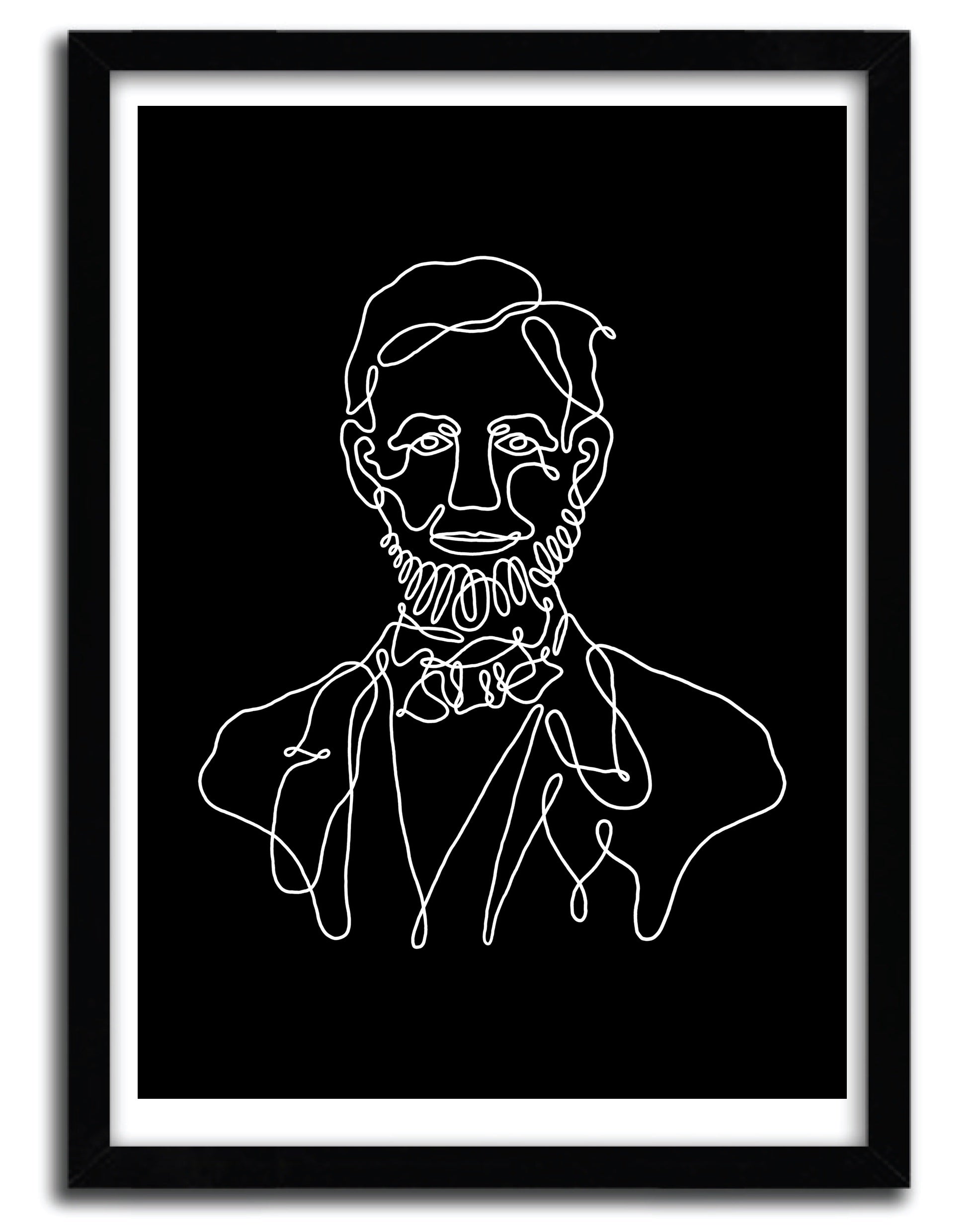 Abraham Lincoln artwork by MERUPA, printed on fine arts paper, showcasing vibrant colors and intricate details.