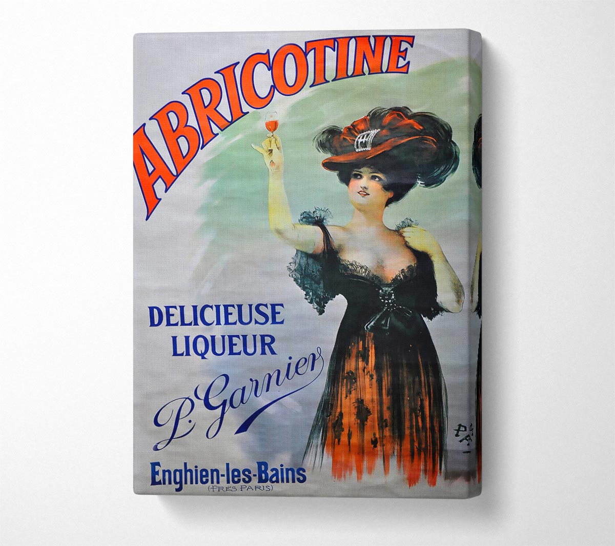 Abricotine canvas art mounted on a 44mm box frame, showcasing vibrant colors and intricate details.