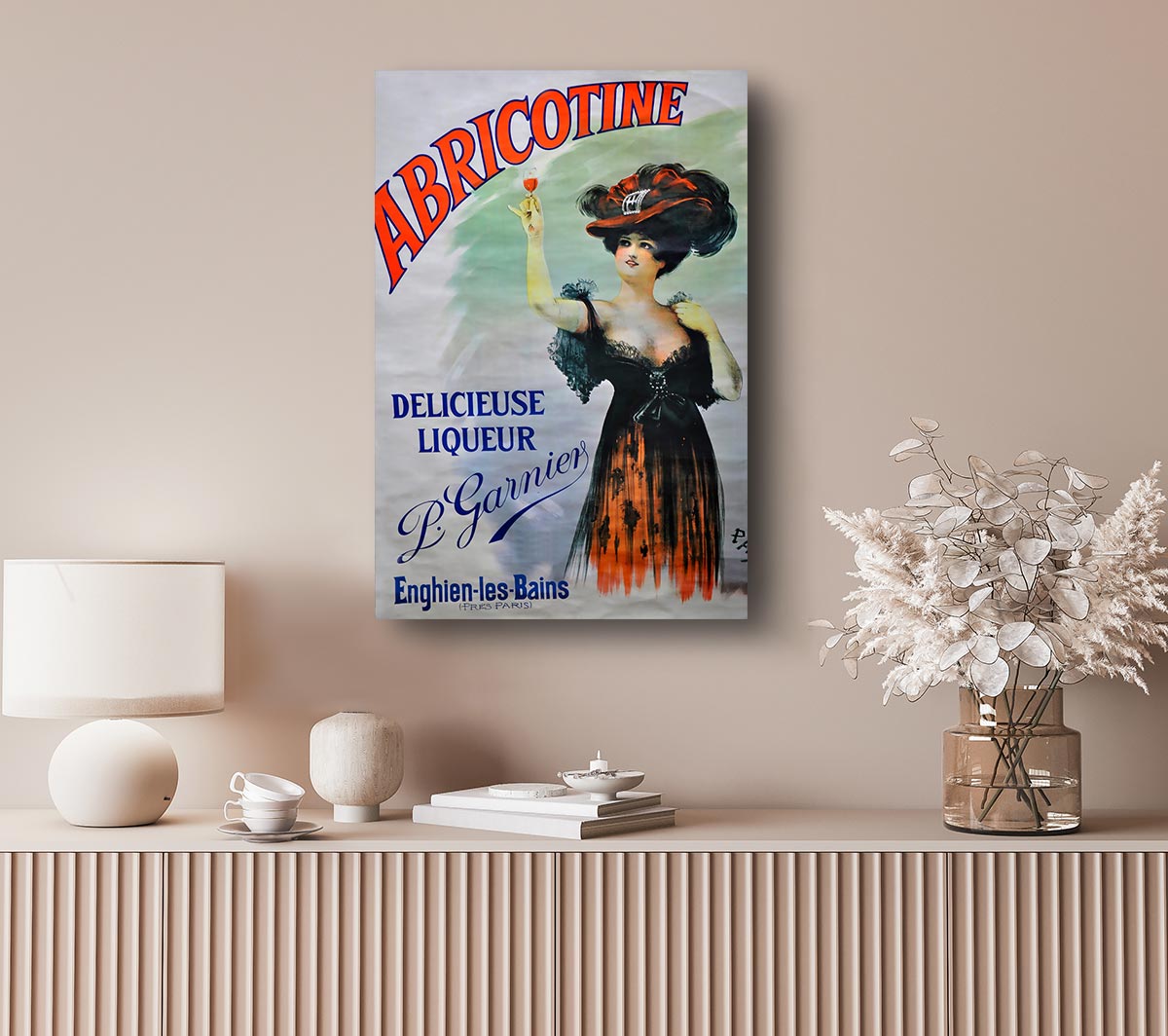 Abricotine canvas art mounted on a 44mm box frame, showcasing vibrant colors and intricate details.