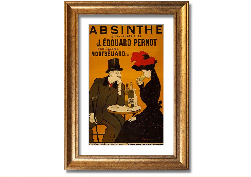 A beautifully framed Absinthe print showcasing vibrant colors, ready to hang, available in various frame colors.