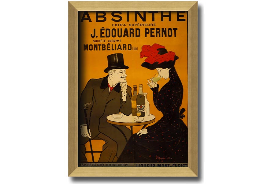 A beautifully framed Absinthe print showcasing vibrant colors, ready to hang, available in various frame colors.