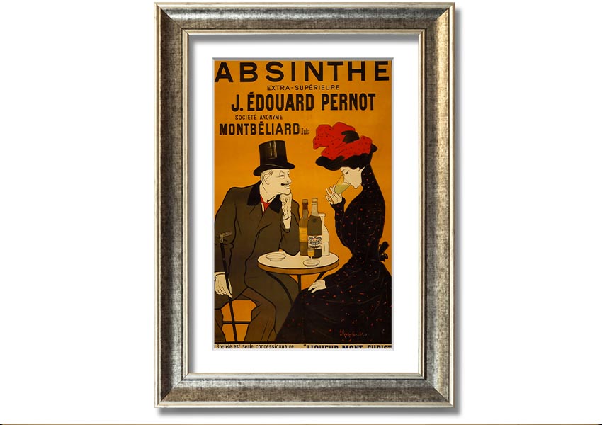 A beautifully framed Absinthe print showcasing vibrant colors, ready to hang, available in various frame colors.