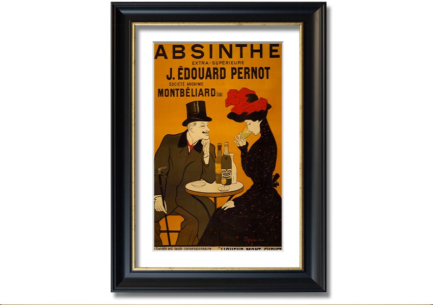 A beautifully framed Absinthe print showcasing vibrant colors, ready to hang, available in various frame colors.