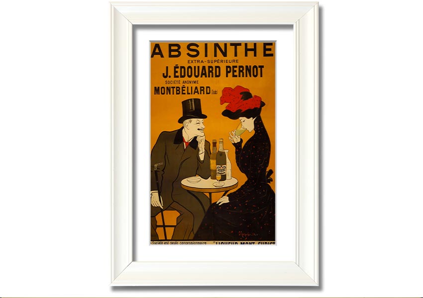 A beautifully framed Absinthe print showcasing vibrant colors, ready to hang, available in various frame colors.