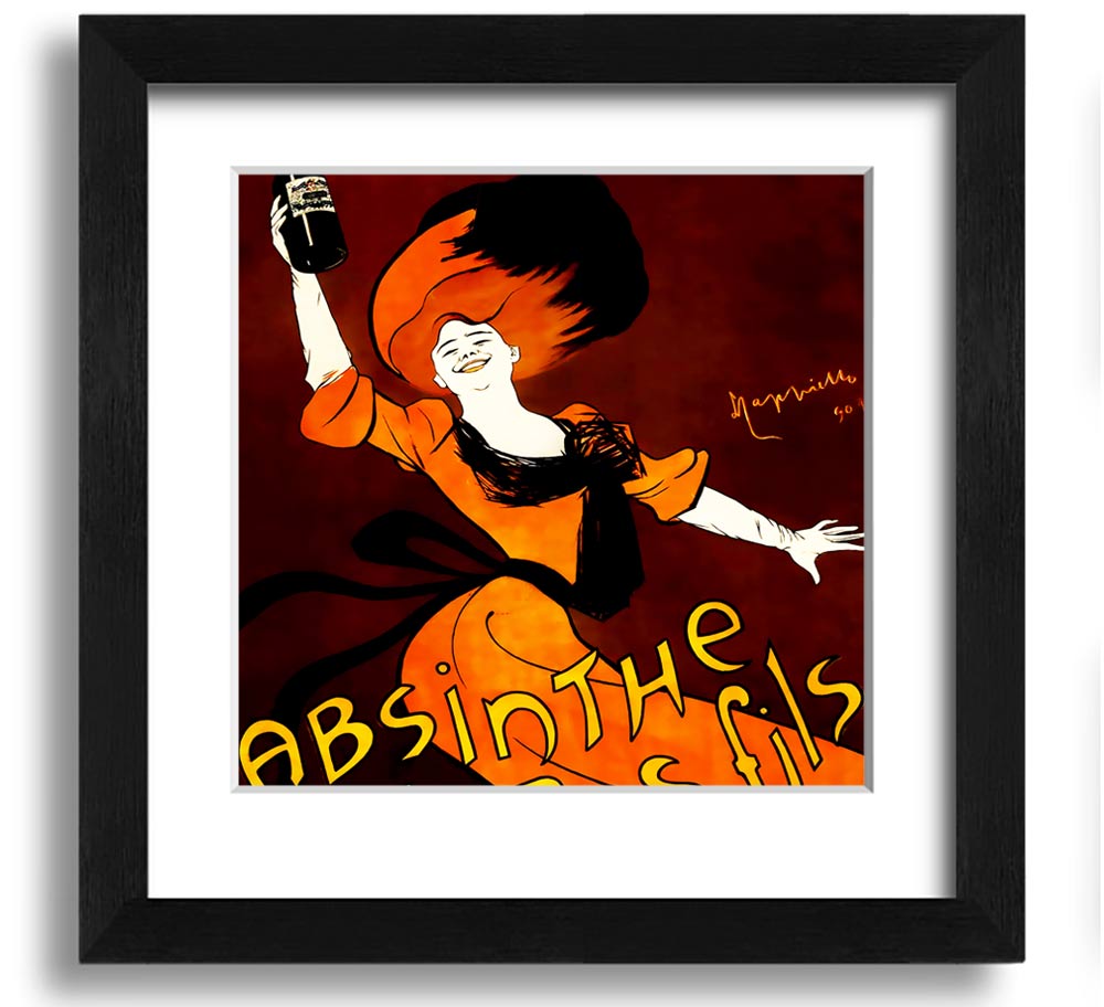 Absinthe Ducros Fils Square Framed Print in various frame colours, showcasing elegant absinthe-themed artwork.