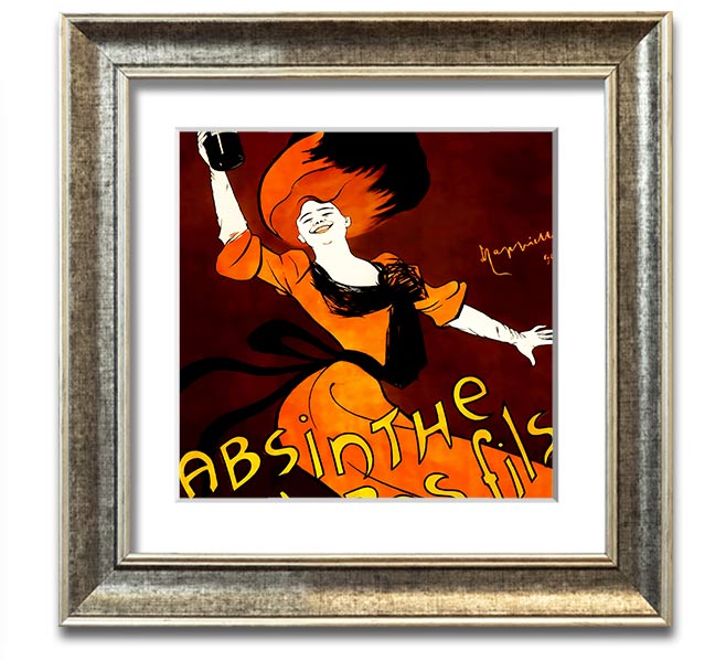 Absinthe Ducros Fils Square Framed Print in various frame colours, showcasing elegant absinthe-themed artwork.