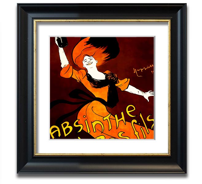 Absinthe Ducros Fils Square Framed Print in various frame colours, showcasing elegant absinthe-themed artwork.