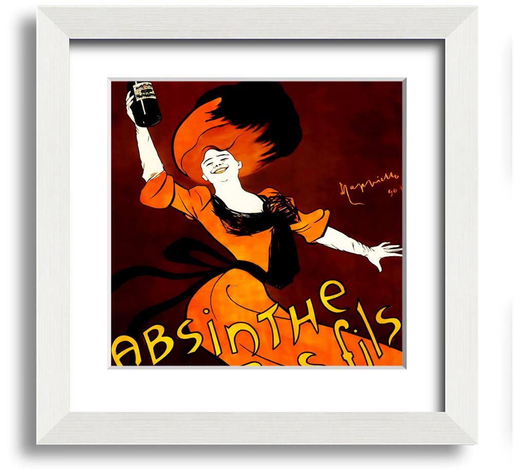 Absinthe Ducros Fils Square Framed Print in various frame colours, showcasing elegant absinthe-themed artwork.