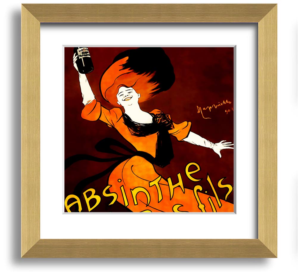 Absinthe Ducros Fils Square Framed Print in various frame colours, showcasing elegant absinthe-themed artwork.