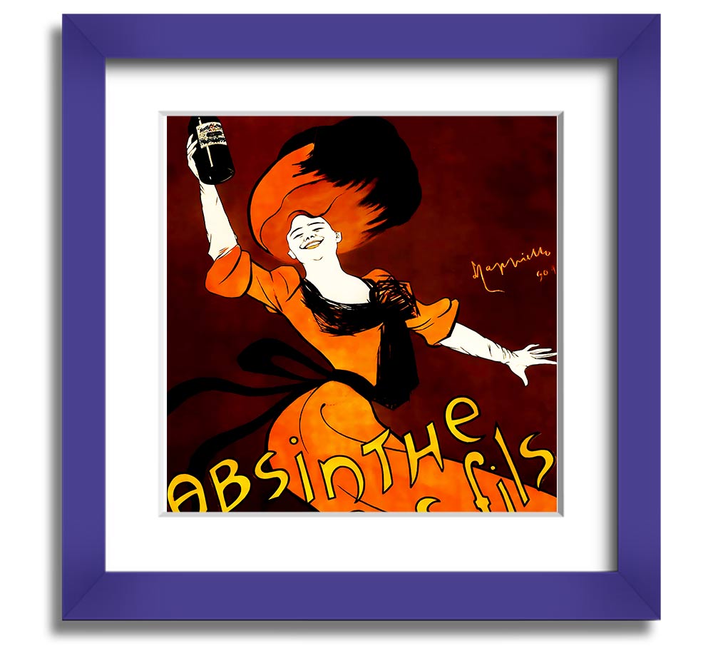 Absinthe Ducros Fils Square Framed Print in various frame colours, showcasing elegant absinthe-themed artwork.