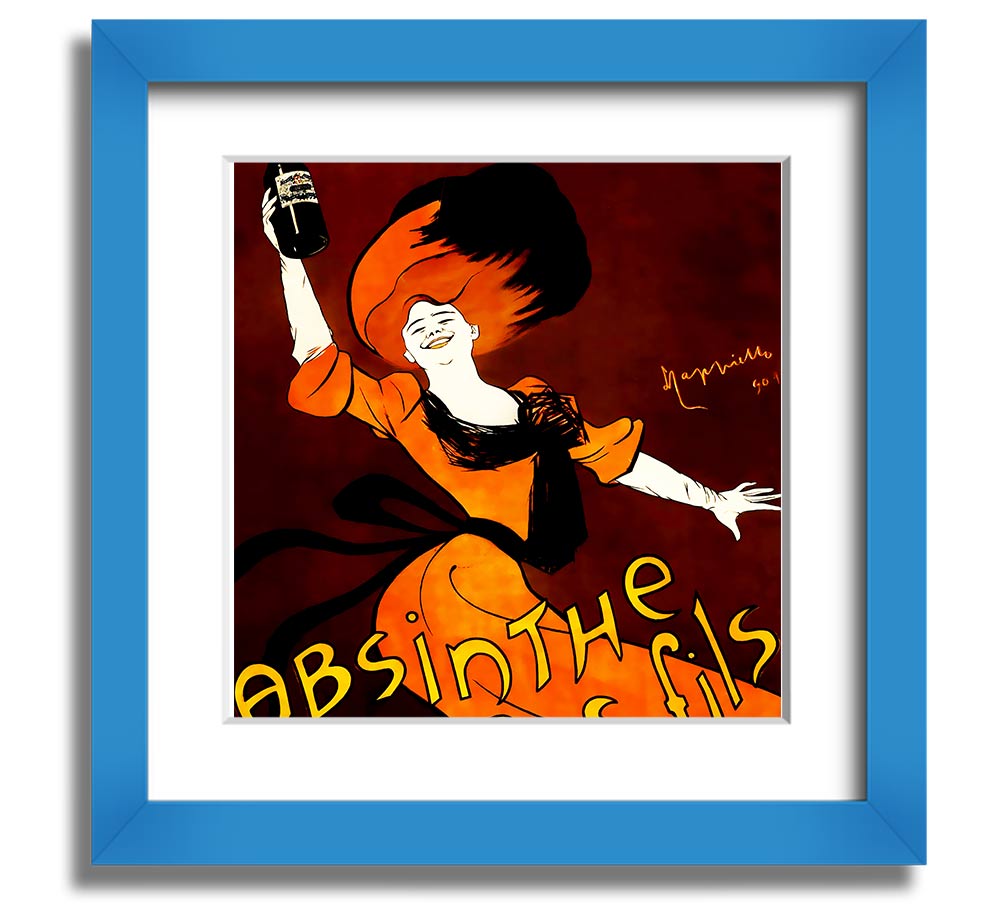 Absinthe Ducros Fils Square Framed Print in various frame colours, showcasing elegant absinthe-themed artwork.