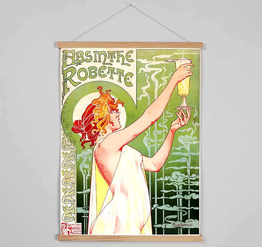 Absinthe Robette wooden poster hanger in black, showcasing a modern design with magnetic strips for secure print display.