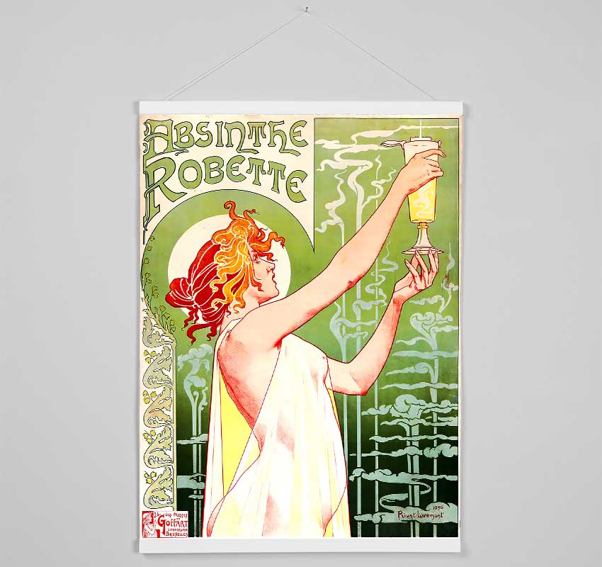 Absinthe Robette wooden poster hanger in black, showcasing a modern design with magnetic strips for secure print display.