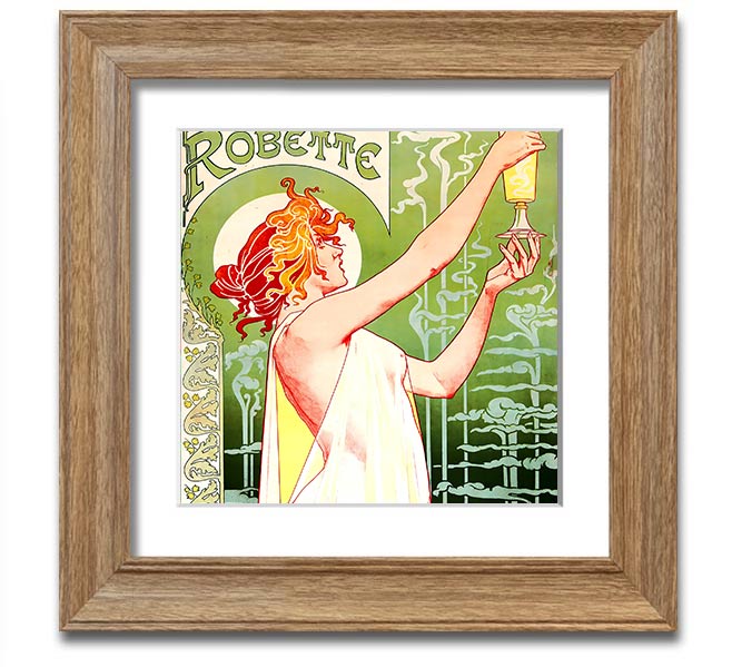 Absinthe Robette Square Framed Print showcasing vibrant colors and intricate design, framed in a stylish border.