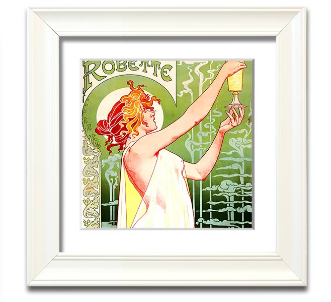 Absinthe Robette Square Framed Print showcasing vibrant colors and intricate design, framed in a stylish border.