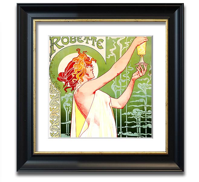 Absinthe Robette Square Framed Print showcasing vibrant colors and intricate design, framed in a stylish border.