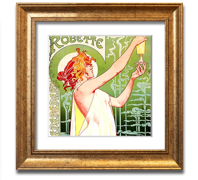 Absinthe Robette Square Framed Print showcasing vibrant colors and intricate design, framed in a stylish border.