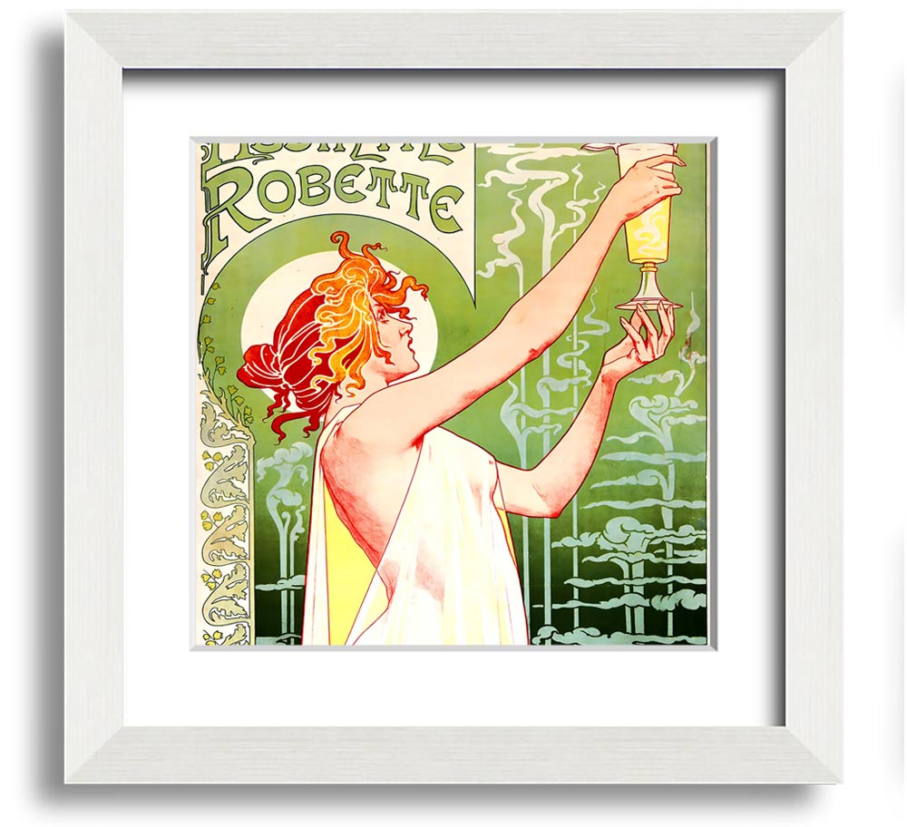 Absinthe Robette Square Framed Print showcasing vibrant colors and intricate design, framed in a stylish border.