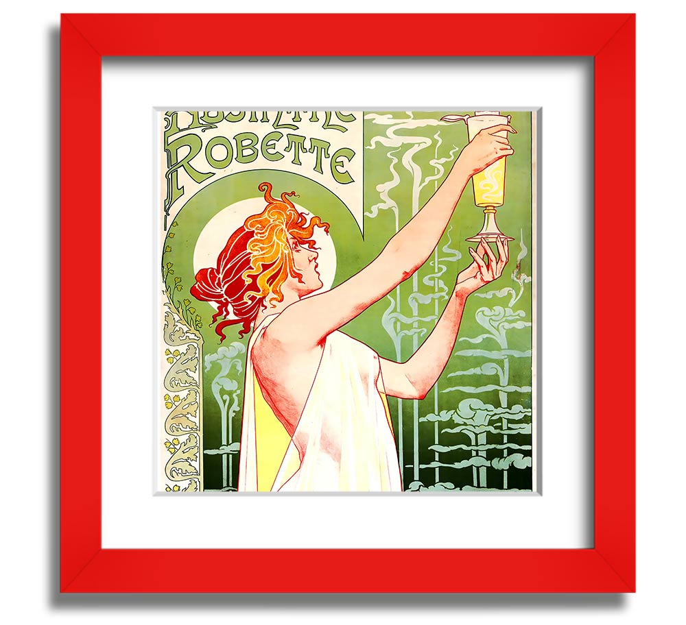 Absinthe Robette Square Framed Print showcasing vibrant colors and intricate design, framed in a stylish border.