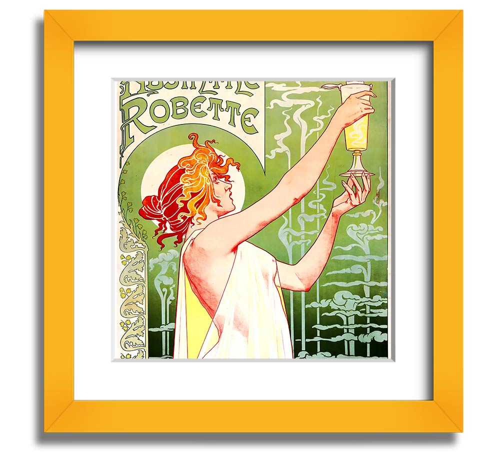 Absinthe Robette Square Framed Print showcasing vibrant colors and intricate design, framed in a stylish border.