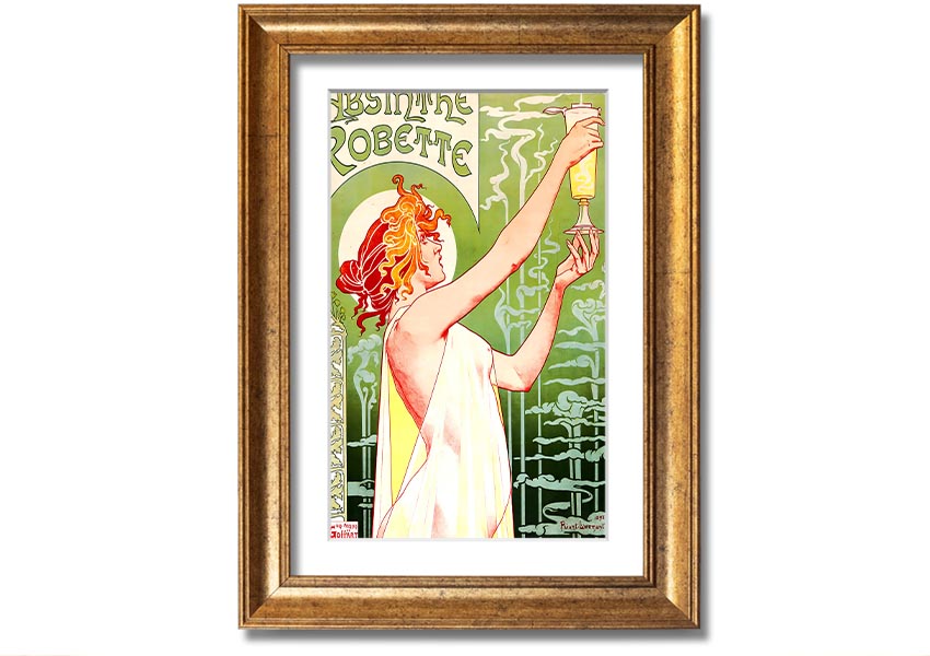 Absinthe Robette framed print with multiple frame colour options, showcasing intricate details and vibrant colors.