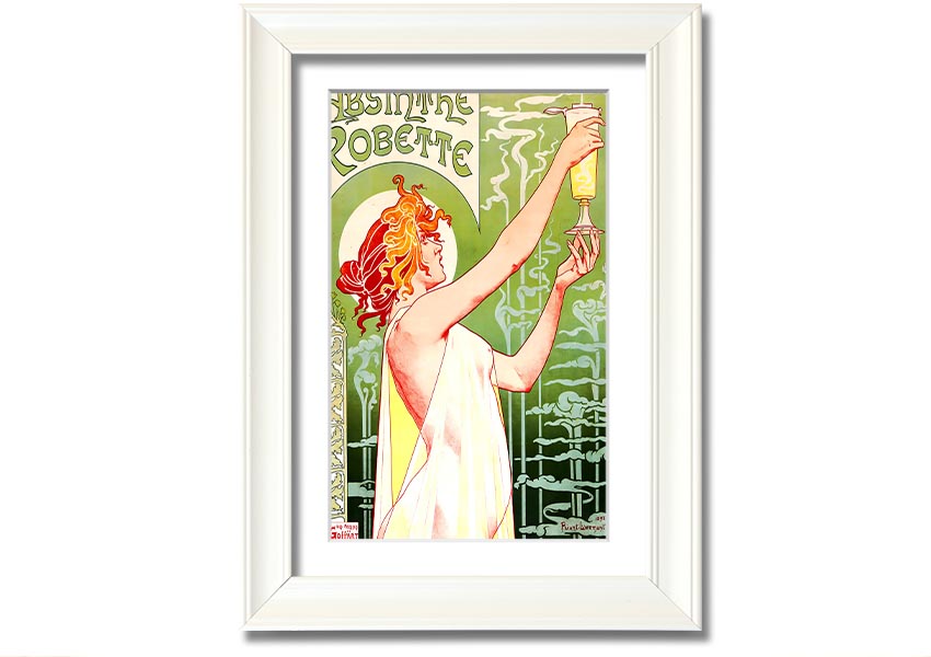 Absinthe Robette framed print with multiple frame colour options, showcasing intricate details and vibrant colors.