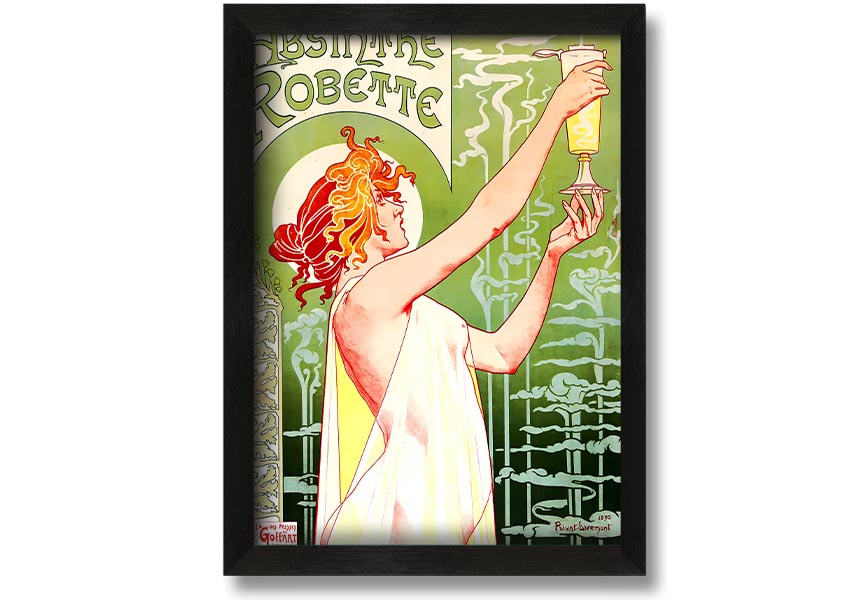 Absinthe Robette framed print with multiple frame colour options, showcasing intricate details and vibrant colors.