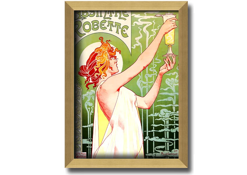 Absinthe Robette framed print with multiple frame colour options, showcasing intricate details and vibrant colors.