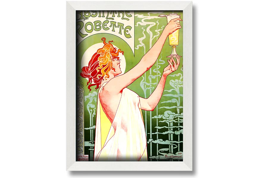 Absinthe Robette framed print with multiple frame colour options, showcasing intricate details and vibrant colors.