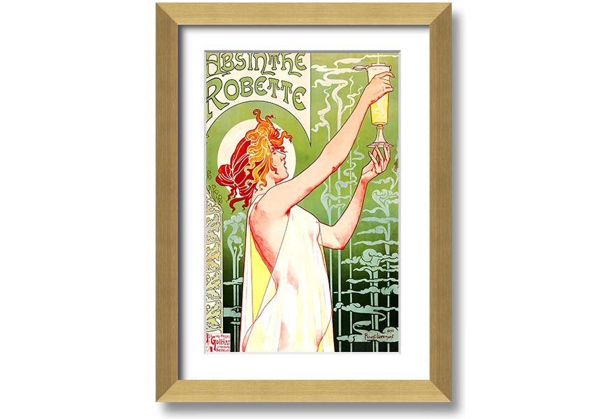 Absinthe Robette framed print with multiple frame colour options, showcasing intricate details and vibrant colors.