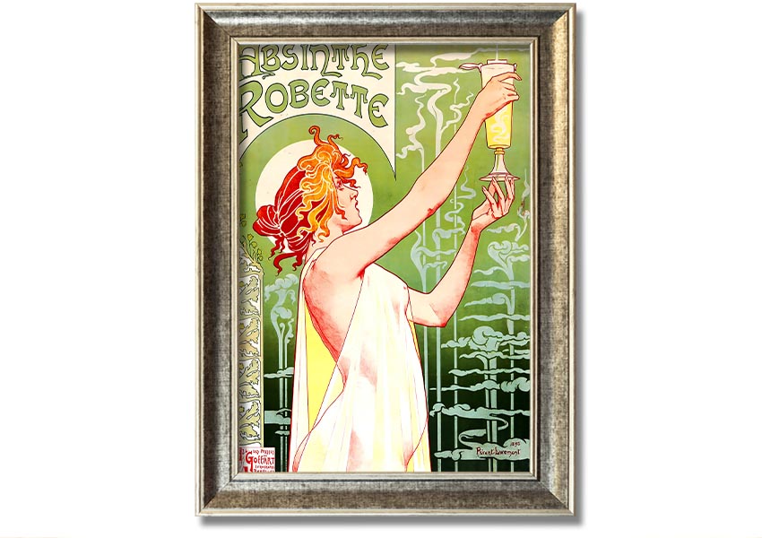 Absinthe Robette framed print with multiple frame colour options, showcasing intricate details and vibrant colors.