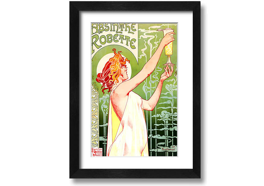 Absinthe Robette framed print with multiple frame colour options, showcasing intricate details and vibrant colors.