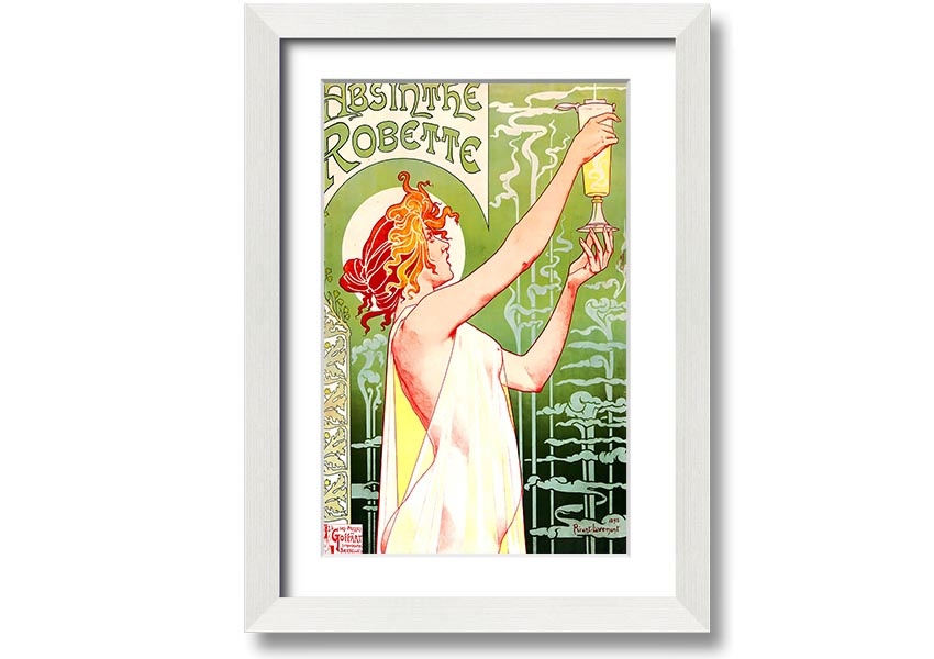 Absinthe Robette framed print with multiple frame colour options, showcasing intricate details and vibrant colors.