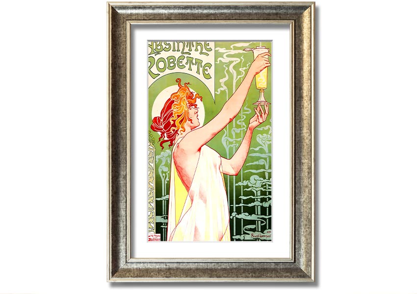 Absinthe Robette framed print with multiple frame colour options, showcasing intricate details and vibrant colors.