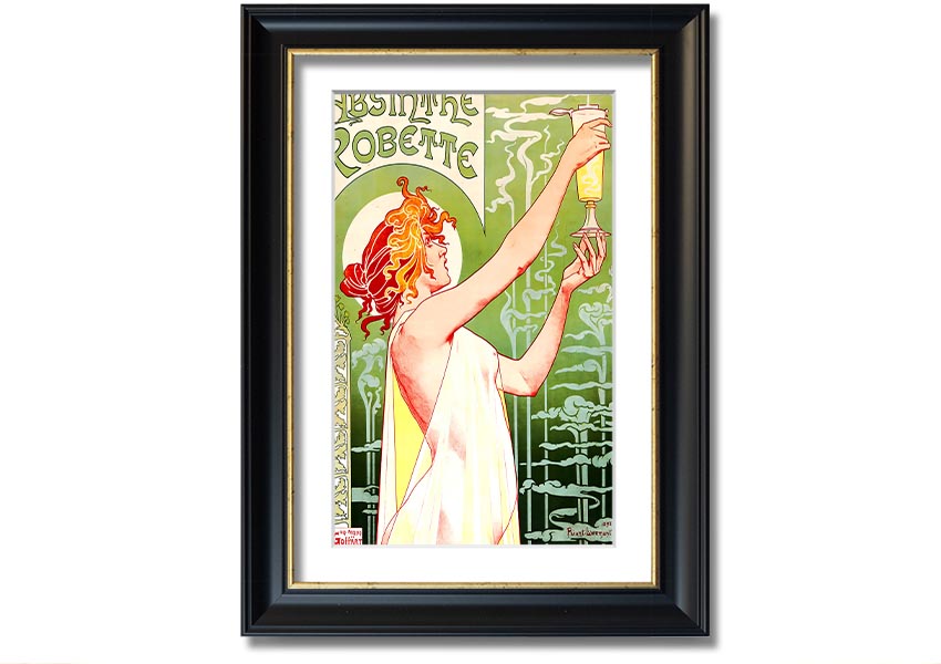 Absinthe Robette framed print with multiple frame colour options, showcasing intricate details and vibrant colors.