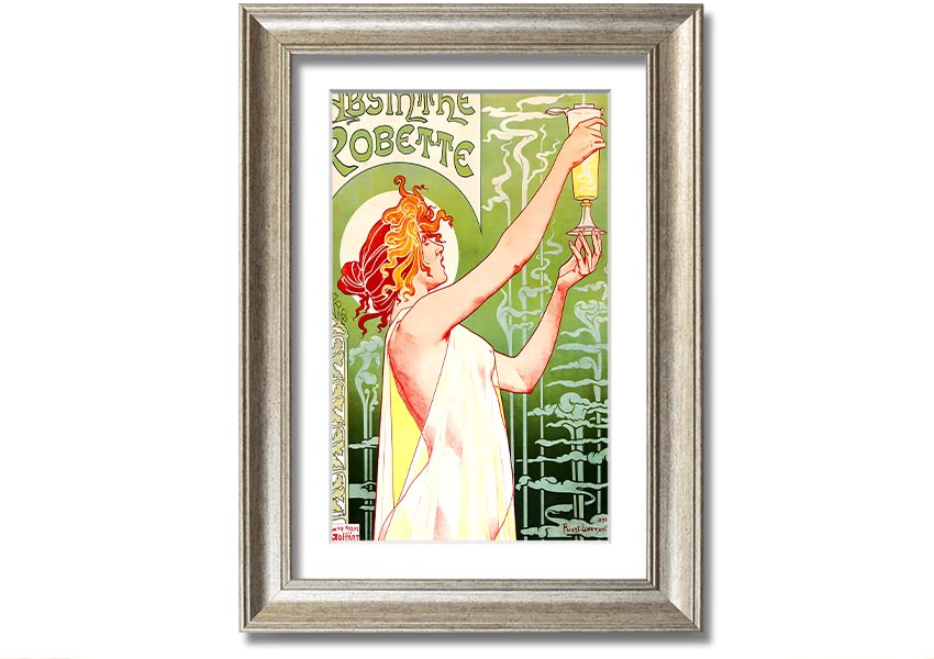 Absinthe Robette framed print with multiple frame colour options, showcasing intricate details and vibrant colors.