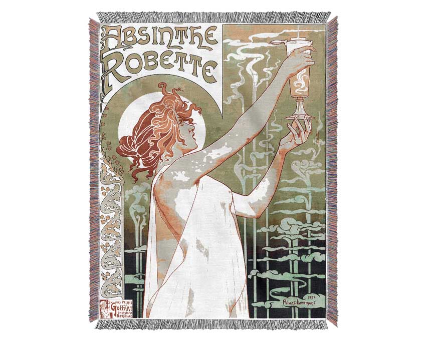 Absinthe Robette throw blanket made from 100% cotton, featuring a luxurious thermal weave in a classic design.