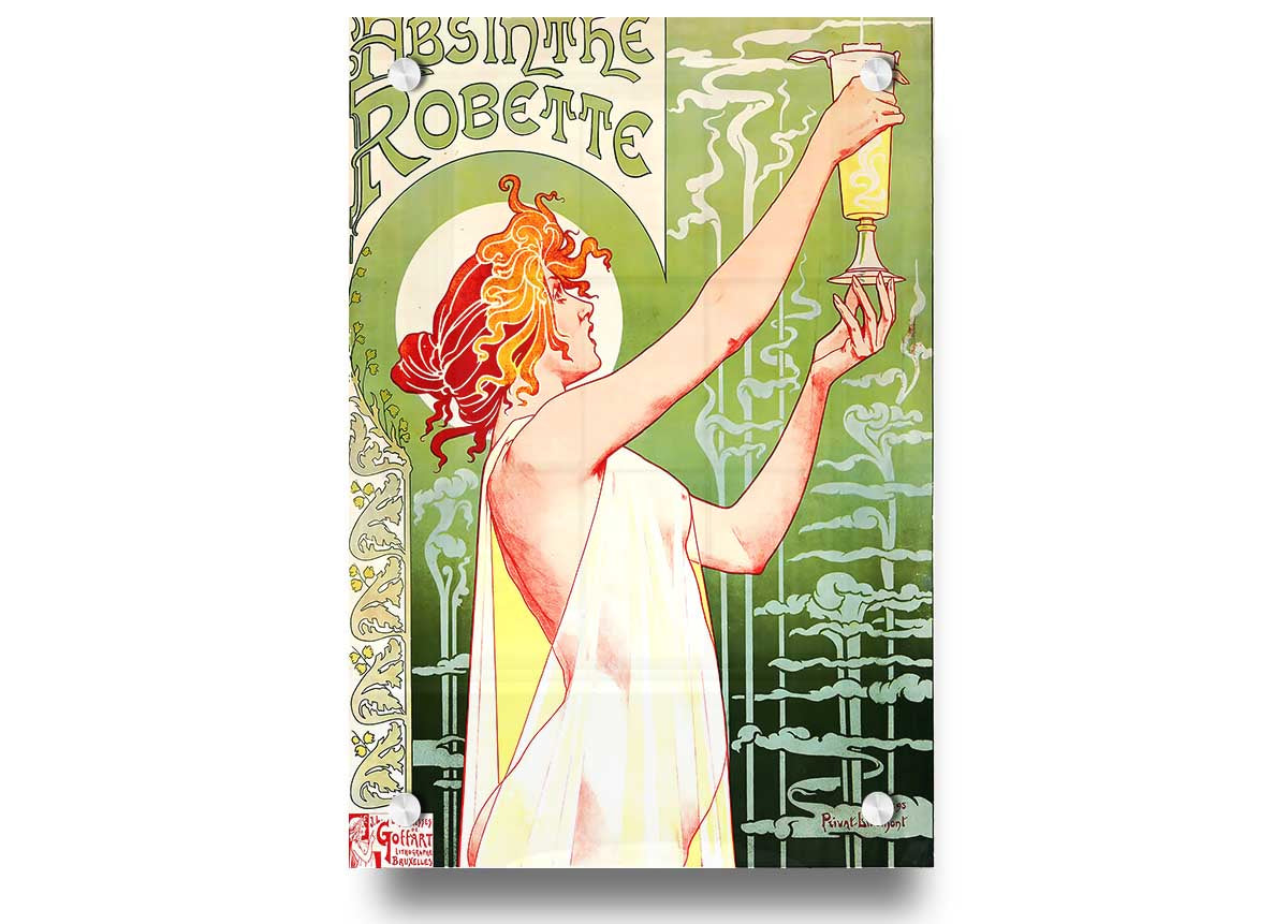 Absinthea acrylic print showcasing vibrant colors on 5mm thick acrylic glass, ready to hang.