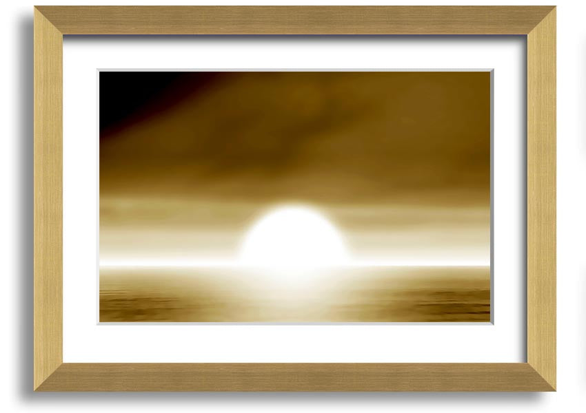 Abstract Sun Beige framed print showcasing warm beige tones in an elegant design, ready to hang.