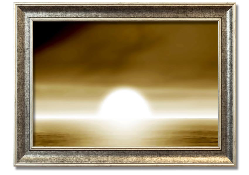 Abstract Sun Beige framed print showcasing warm beige tones in an elegant design, ready to hang.