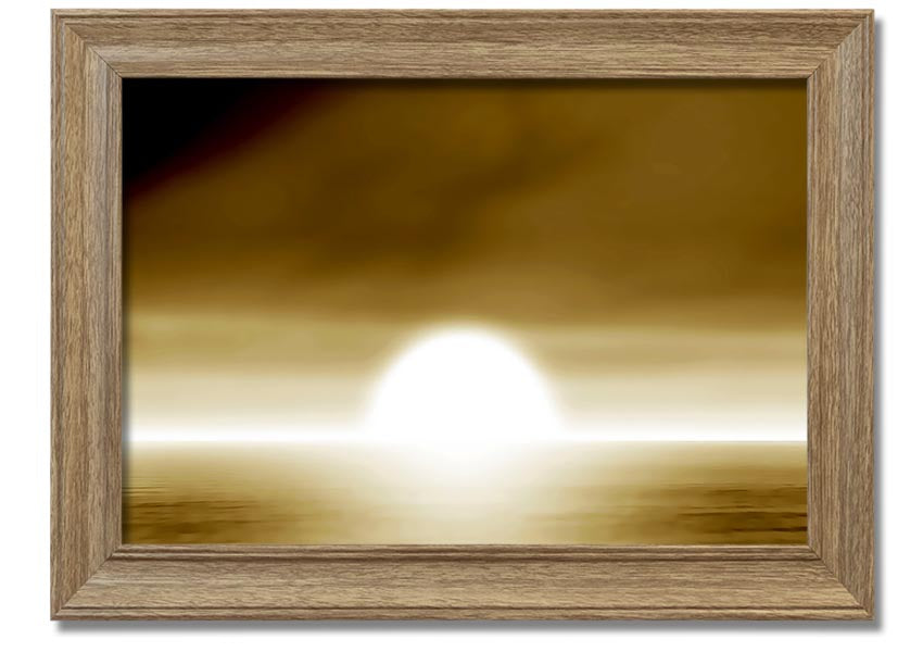 Abstract Sun Beige framed print showcasing warm beige tones in an elegant design, ready to hang.