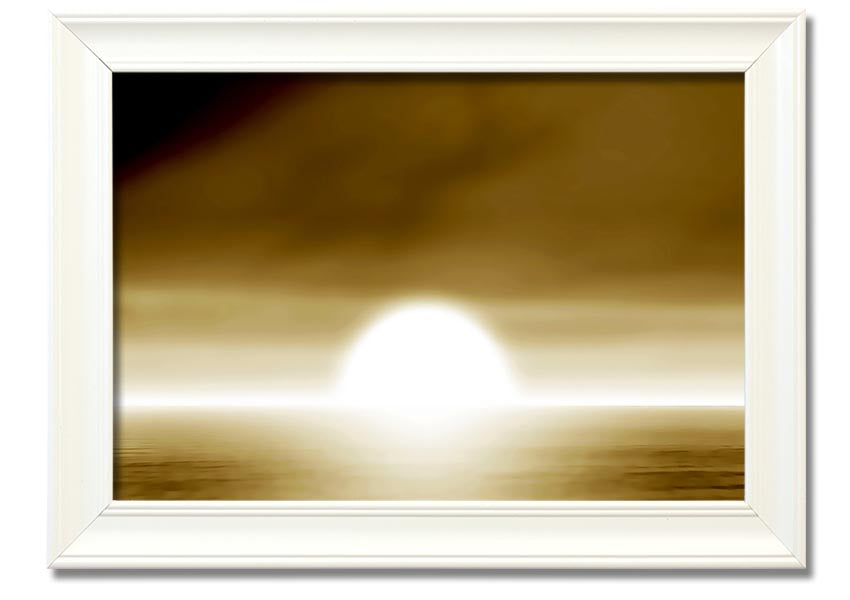 Abstract Sun Beige framed print showcasing warm beige tones in an elegant design, ready to hang.