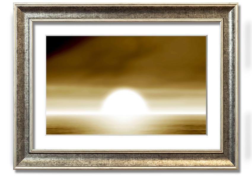 Abstract Sun Beige framed print showcasing warm beige tones in an elegant design, ready to hang.