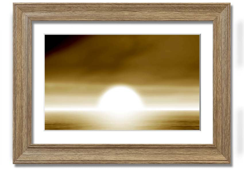 Abstract Sun Beige framed print showcasing warm beige tones in an elegant design, ready to hang.