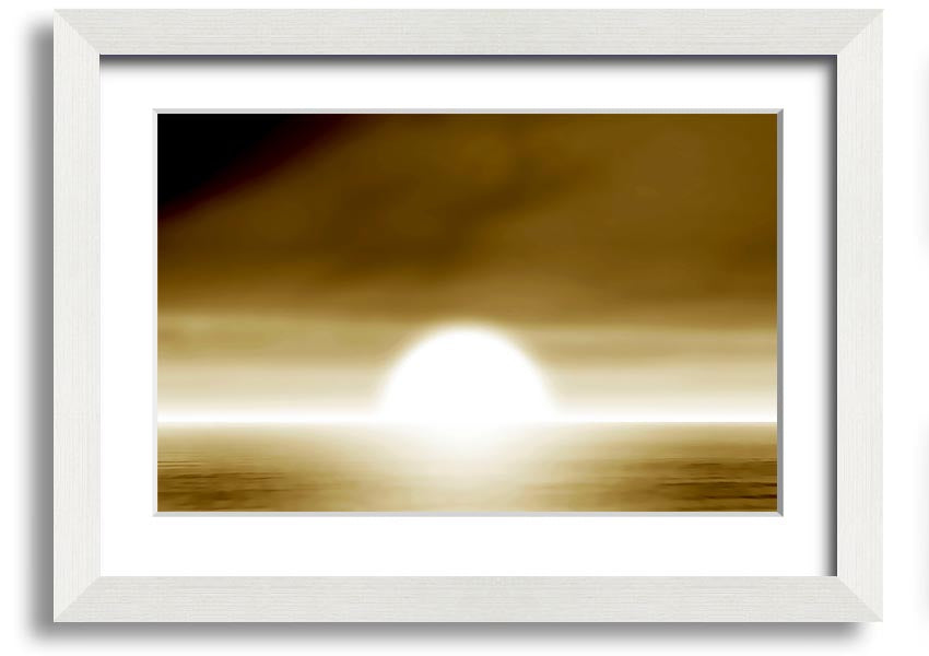 Abstract Sun Beige framed print showcasing warm beige tones in an elegant design, ready to hang.