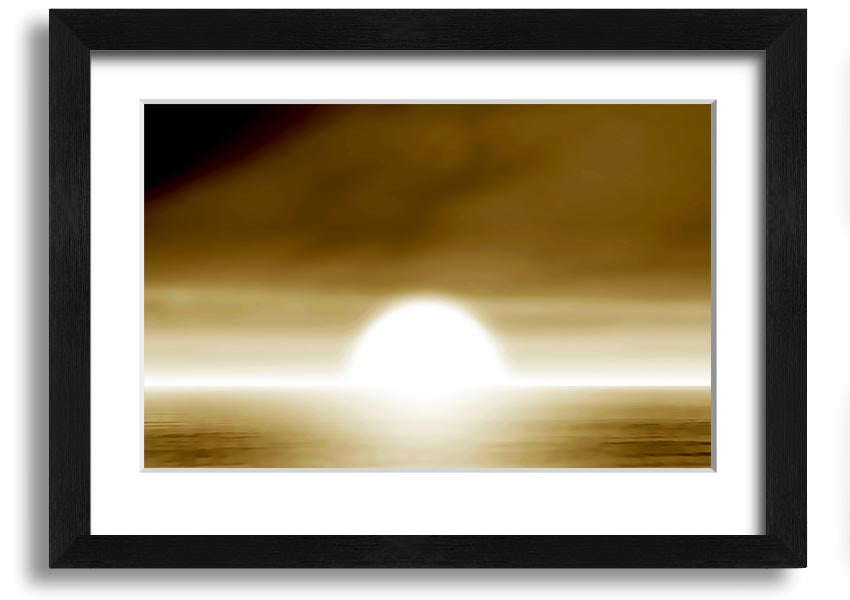 Abstract Sun Beige framed print showcasing warm beige tones in an elegant design, ready to hang.