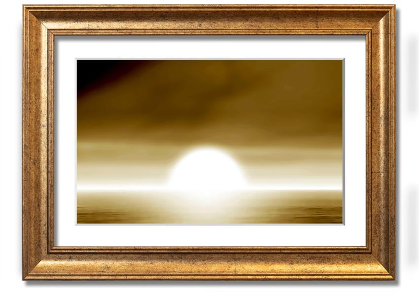 Abstract Sun Beige framed print showcasing warm beige tones in an elegant design, ready to hang.