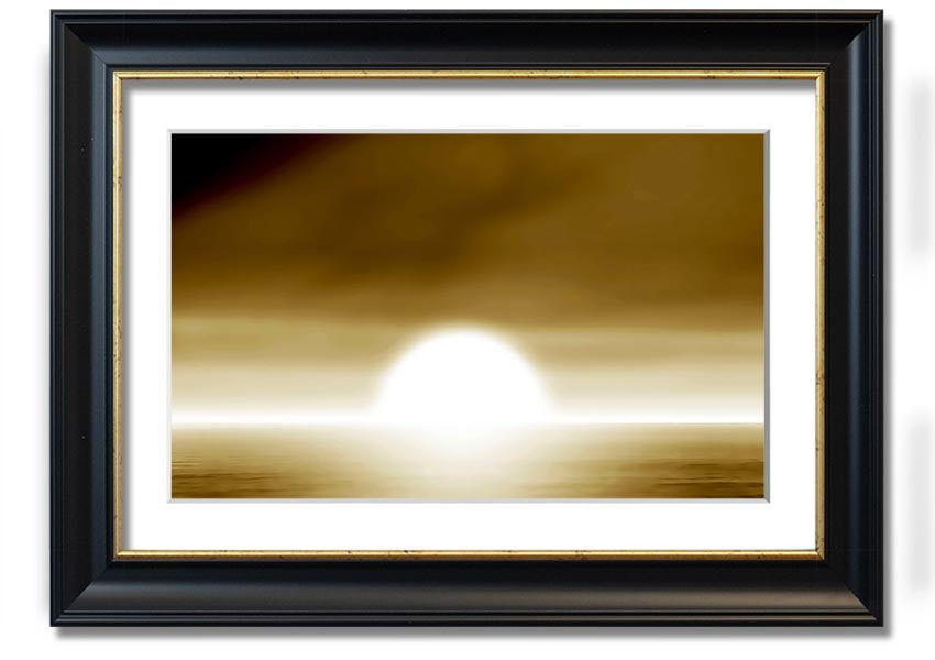 Abstract Sun Beige framed print showcasing warm beige tones in an elegant design, ready to hang.